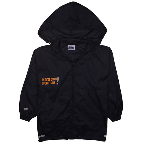 Sirocco Boys Black Hooded Windbreaker Jacket 15-16 Years Reflective Zip