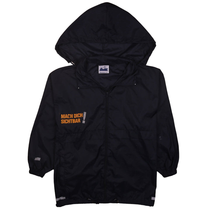 Sirocco Boys Black Hooded Windbreaker Jacket 15-16 Years Reflective Zip