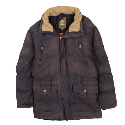 Timberland Boys Blue 16 Years Winter Puffer Jacket with Faux Fur Lining