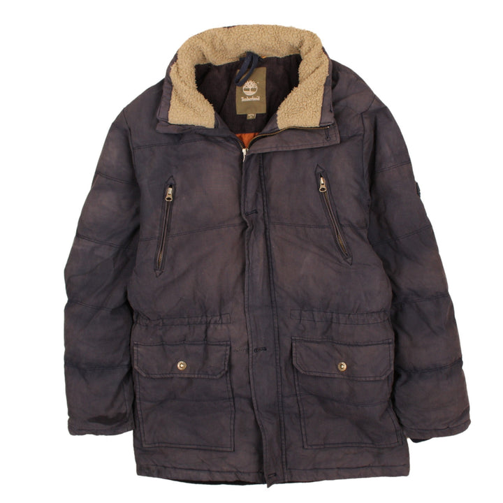 Timberland Boys Blue 16 Years Winter Puffer Jacket with Faux Fur Lining