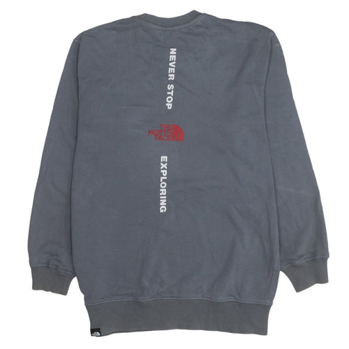 The North Face Men's Grey Logo Crew Neck Pullover Sweatshirt M
