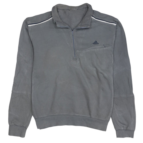 Adidas Men's Grey 1/2 Zip Fleece Sweatshirt Size L Regular Fit