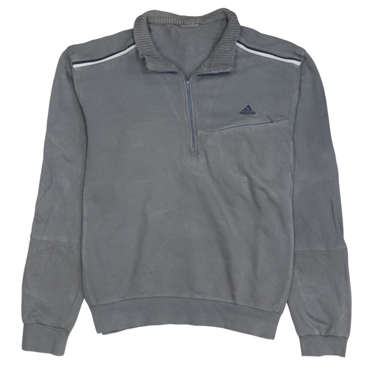 Adidas Men's Grey 1/2 Zip Fleece Sweatshirt Size L Regular Fit