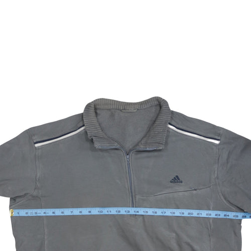 Adidas Men's Grey 1/2 Zip Fleece Sweatshirt Size L Regular Fit
