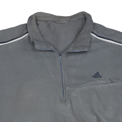 Adidas Men's Grey 1/2 Zip Fleece Sweatshirt Size L Regular Fit