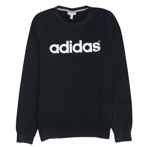 Adidas Men Black Logo Crew Neck Pullover Sweatshirt L