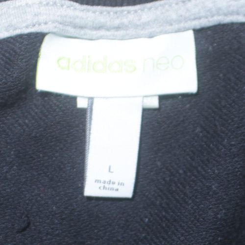 Adidas Men Black Logo Crew Neck Pullover Sweatshirt L