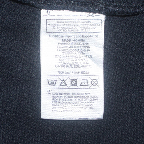 Adidas Men Black Logo Crew Neck Pullover Sweatshirt L