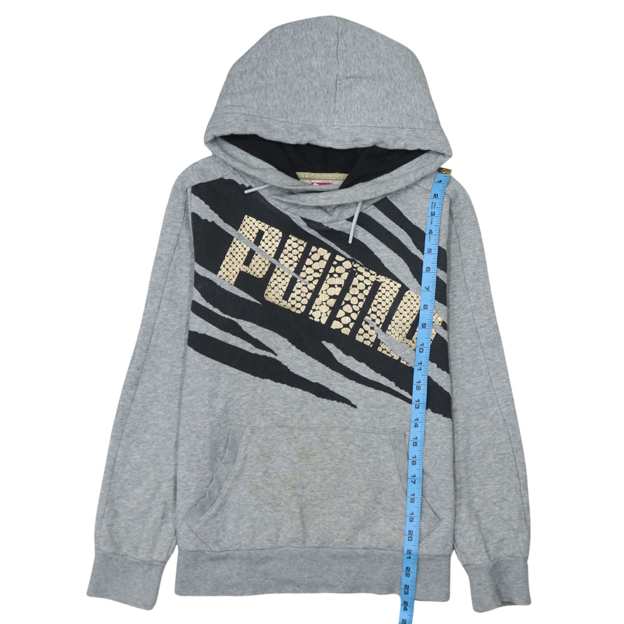 PUMA Womens Grey Animal Print Pullover Hoodie Size 12