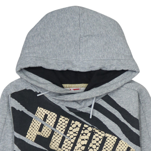 PUMA Womens Grey Animal Print Pullover Hoodie Size 12