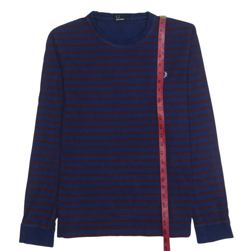 Fred Perry Men's Blue Striped Long Sleeve Cotton T-Shirt M