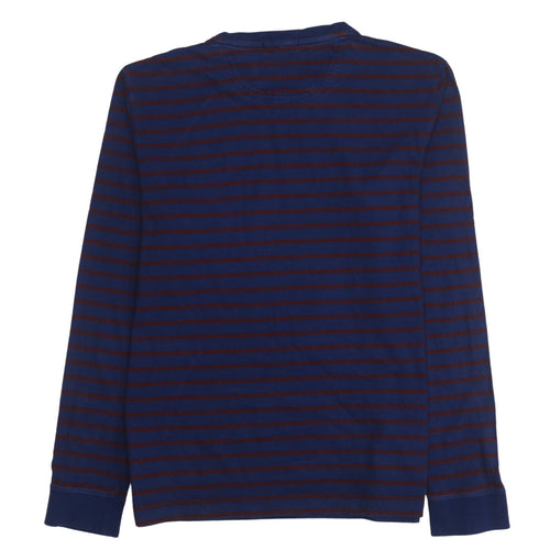 Fred Perry Men's Blue Striped Long Sleeve Cotton T-Shirt M