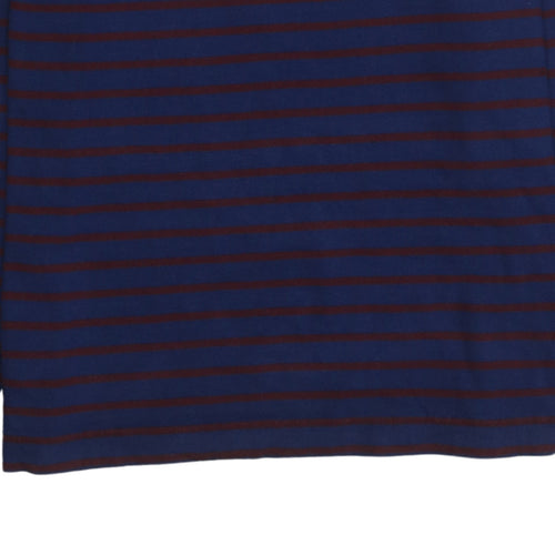 Fred Perry Men's Blue Striped Long Sleeve Cotton T-Shirt M