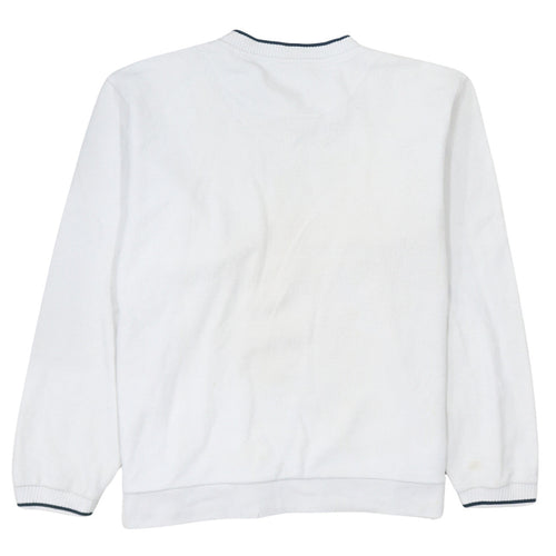 Champion Men's White V-Neck Pullover Jumper L Classic Knit