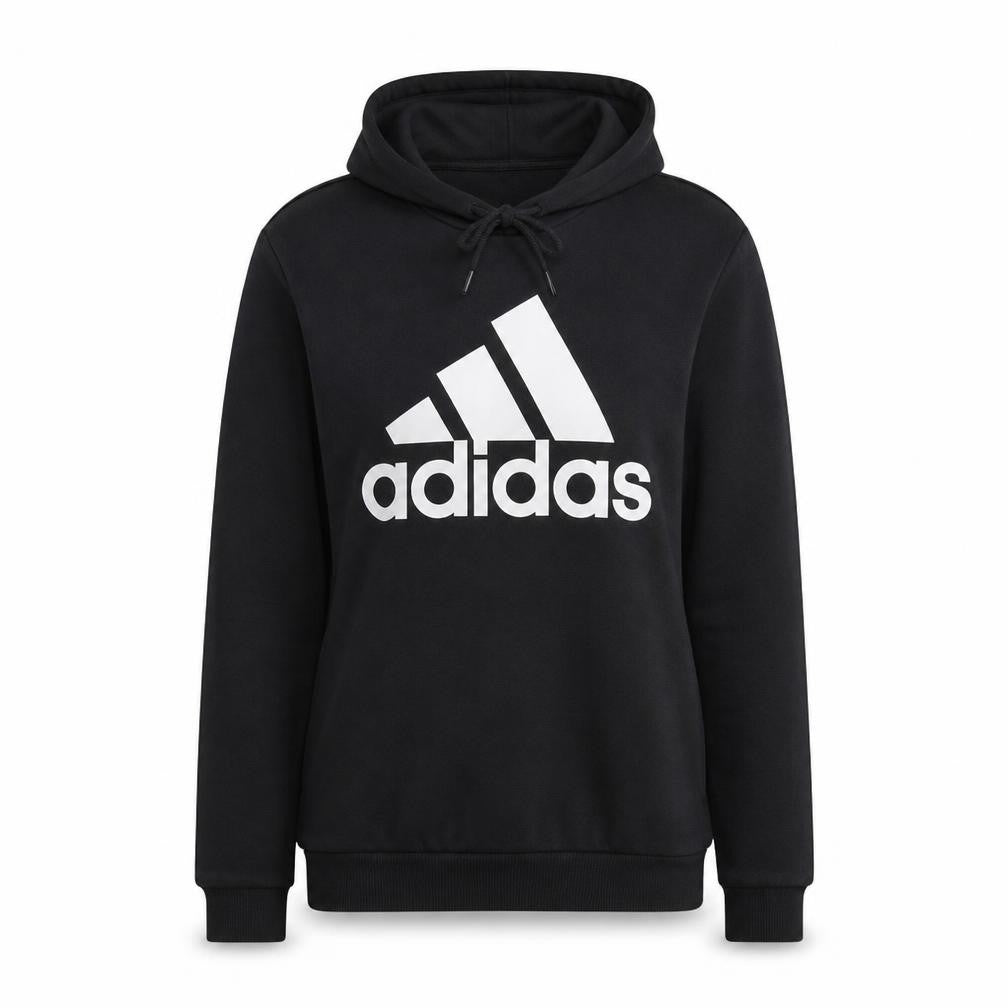 Front view of Adidas Women Black L Pullover Hoodie Sweatshirt with Logo