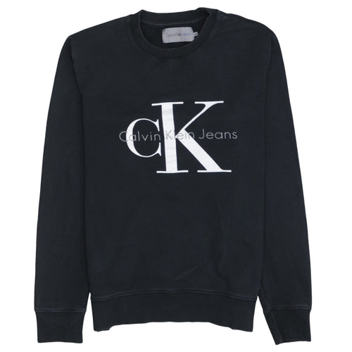 Calvin Klein Jeans Mens Black Logo Print Crew Neck Sweatshirt M