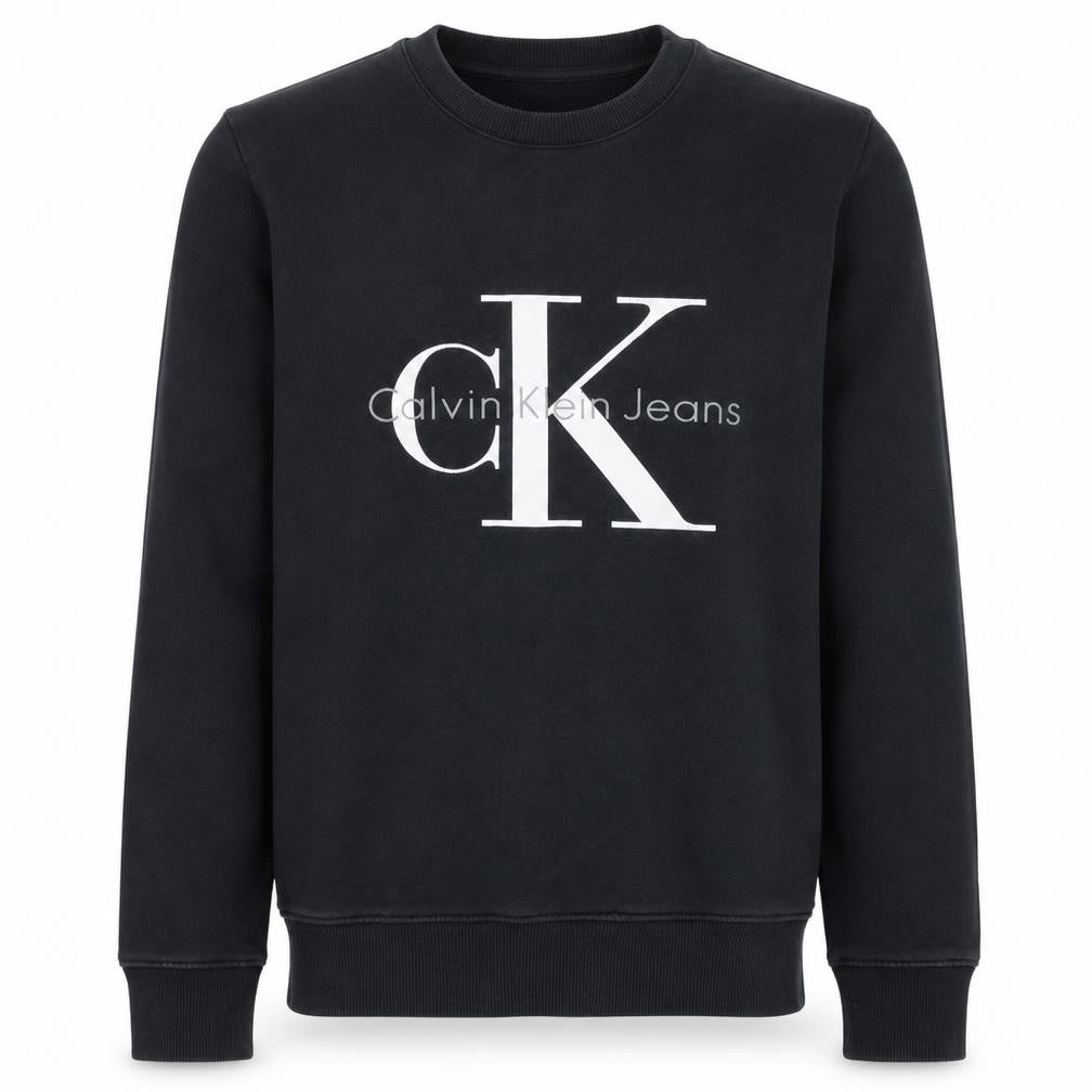 Calvin Klein Jeans Mens Black Logo Print Crew Neck Sweatshirt M