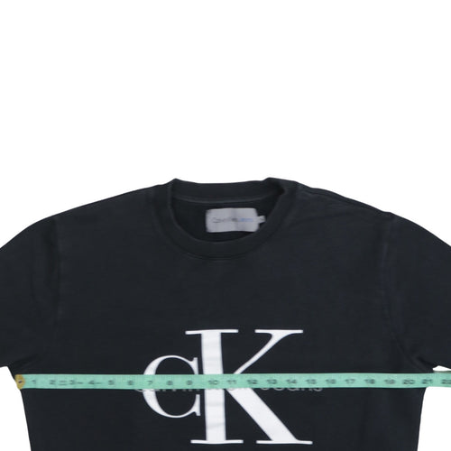 Calvin Klein Jeans Mens Black Logo Print Crew Neck Sweatshirt M