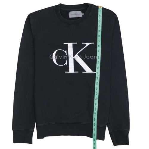 Calvin Klein Jeans Mens Black Logo Print Crew Neck Sweatshirt M
