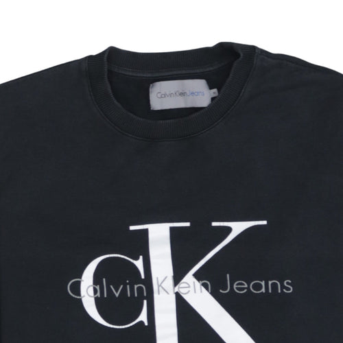 Calvin Klein Jeans Mens Black Logo Print Crew Neck Sweatshirt M