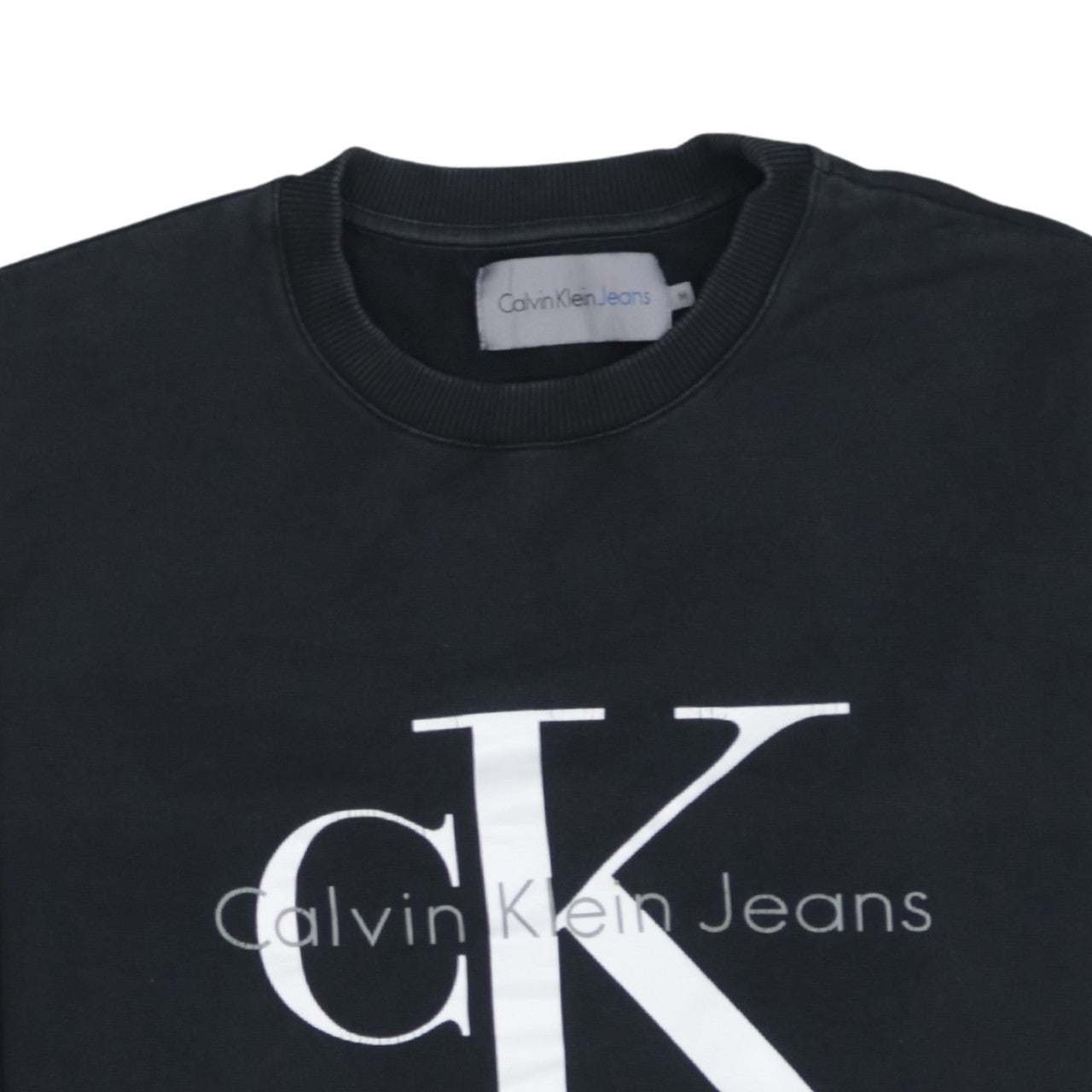 Calvin Klein Jeans Mens Black Logo Print Crew Neck Sweatshirt M