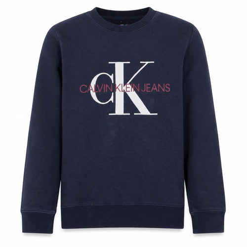 Calvin Klein Jeans Boys Navy Blue Logo Sweatshirt Size 14 Crew Neck