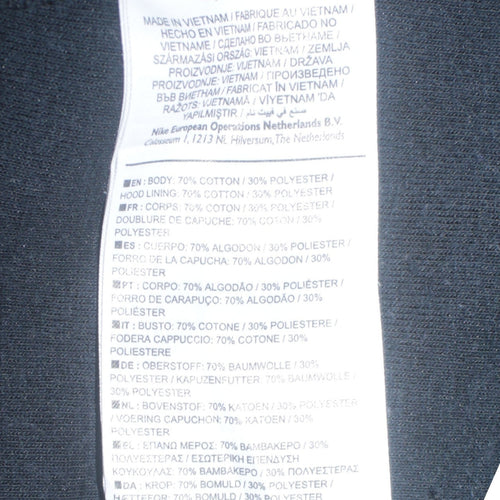 Nike Men's Black Small Full Zip Hoodie Cotton Blend