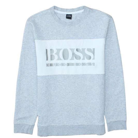 Hugo Boss Mens Grey Logo Sweatshirt L Crew Neck Pullover Jumper Classic