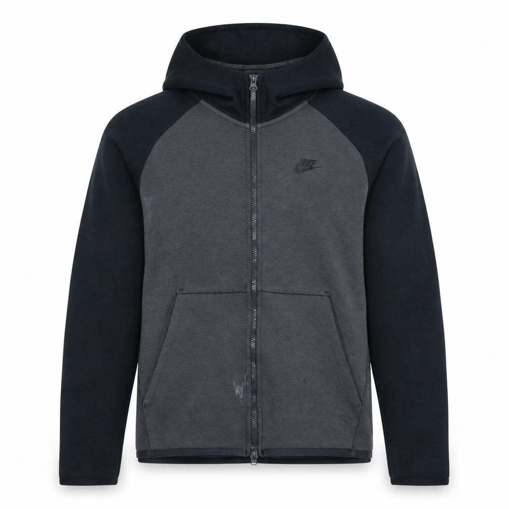 Front view of Nike Men's Grey Full Zip Hoodie Medium Sportswear