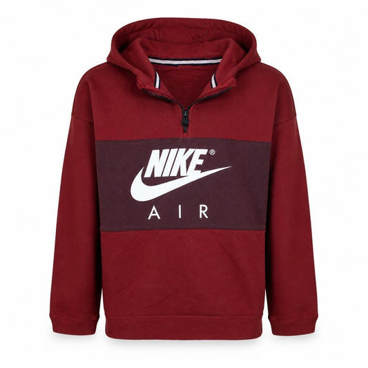 Front view of Nike boys’ red half zip hoodie 12-13 years graphic print fleece top