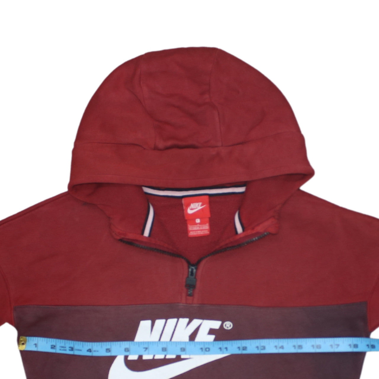 Nike Boys Red Half Zip Hoodie 12-13 Years Graphic Print Fleece Top