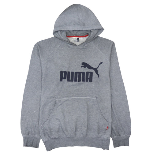 Puma Men's Grey Pullover Hoodie L Sports Fleece Sweatshirt
