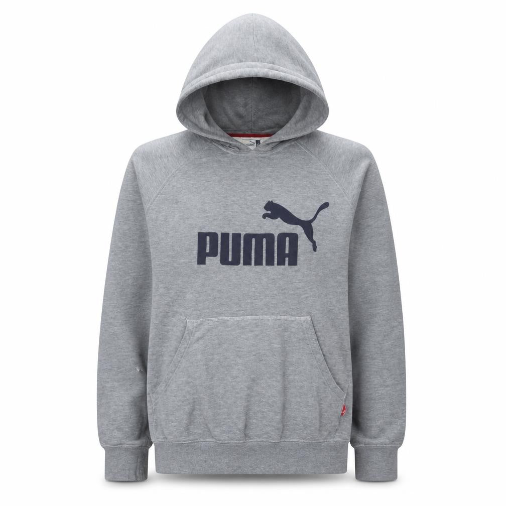 Puma Men's Grey Pullover Hoodie L Sports Fleece Sweatshirt