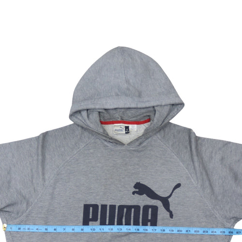 Puma Men's Grey Pullover Hoodie L Sports Fleece Sweatshirt