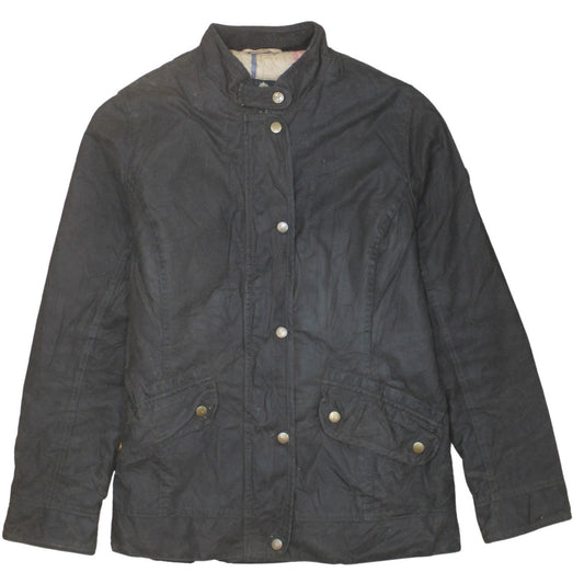 Barbour Women's Black Waxed Jacket Size 12 Mid-Length Waterproof