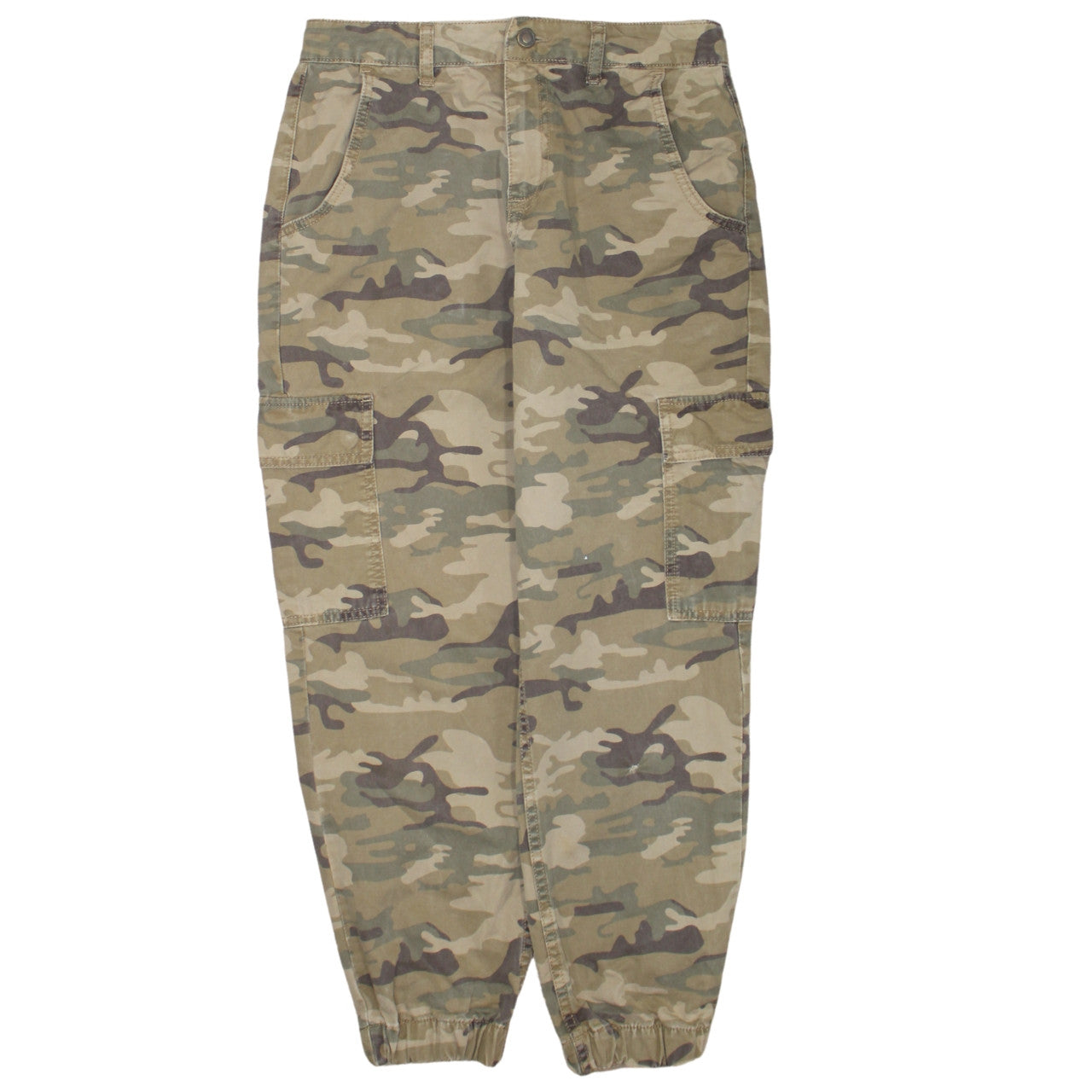 Zara Womens Camouflage Cargo Trousers Green Size 8