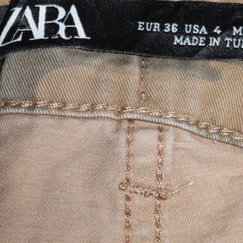 Zara Womens Camouflage Cargo Trousers Green Size 8