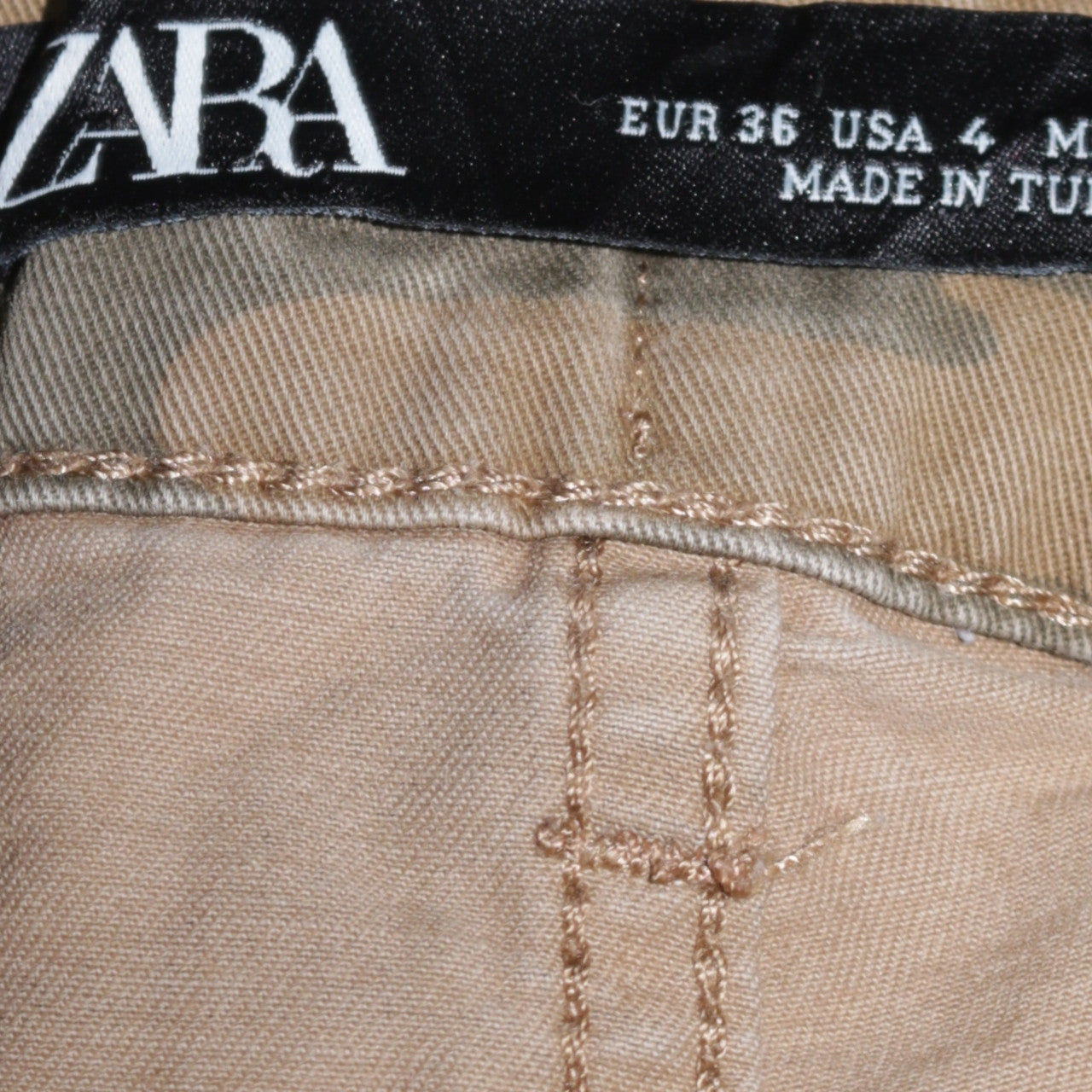 Zara Womens Camouflage Cargo Trousers Green Size 8