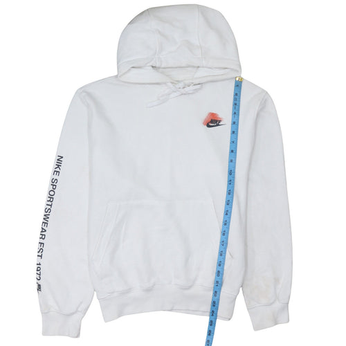 Nike Men's White Pullover Hoodie Small Graphic Logo Sportswear