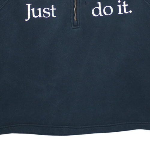 Nike Womens Navy 1/4 Zip Fleece Sweatshirt XL Just Do It Logo