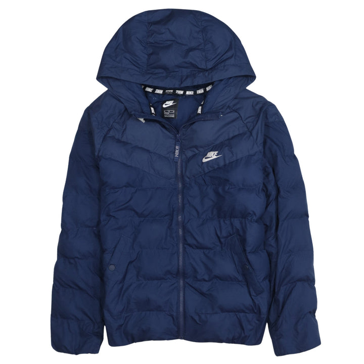 Nike Boys Blue XL Hooded Puffer Jacket Winter Zip Coat