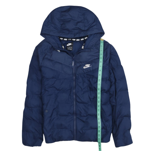 Nike Boys Blue XL Hooded Puffer Jacket Winter Zip Coat