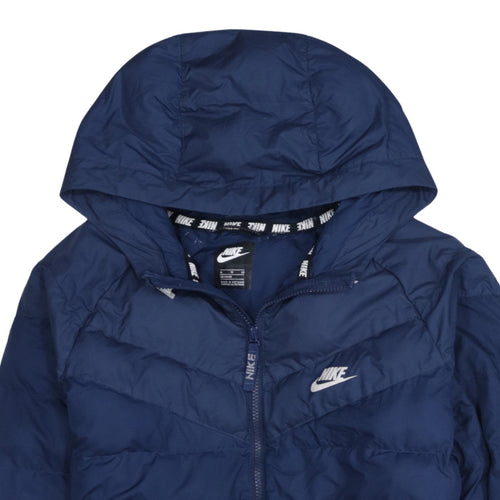 Nike Boys Blue XL Hooded Puffer Jacket Winter Zip Coat