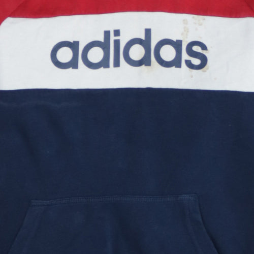 Adidas Boys Red Navy Colourblock Pullover Hoodie Size 14 Years