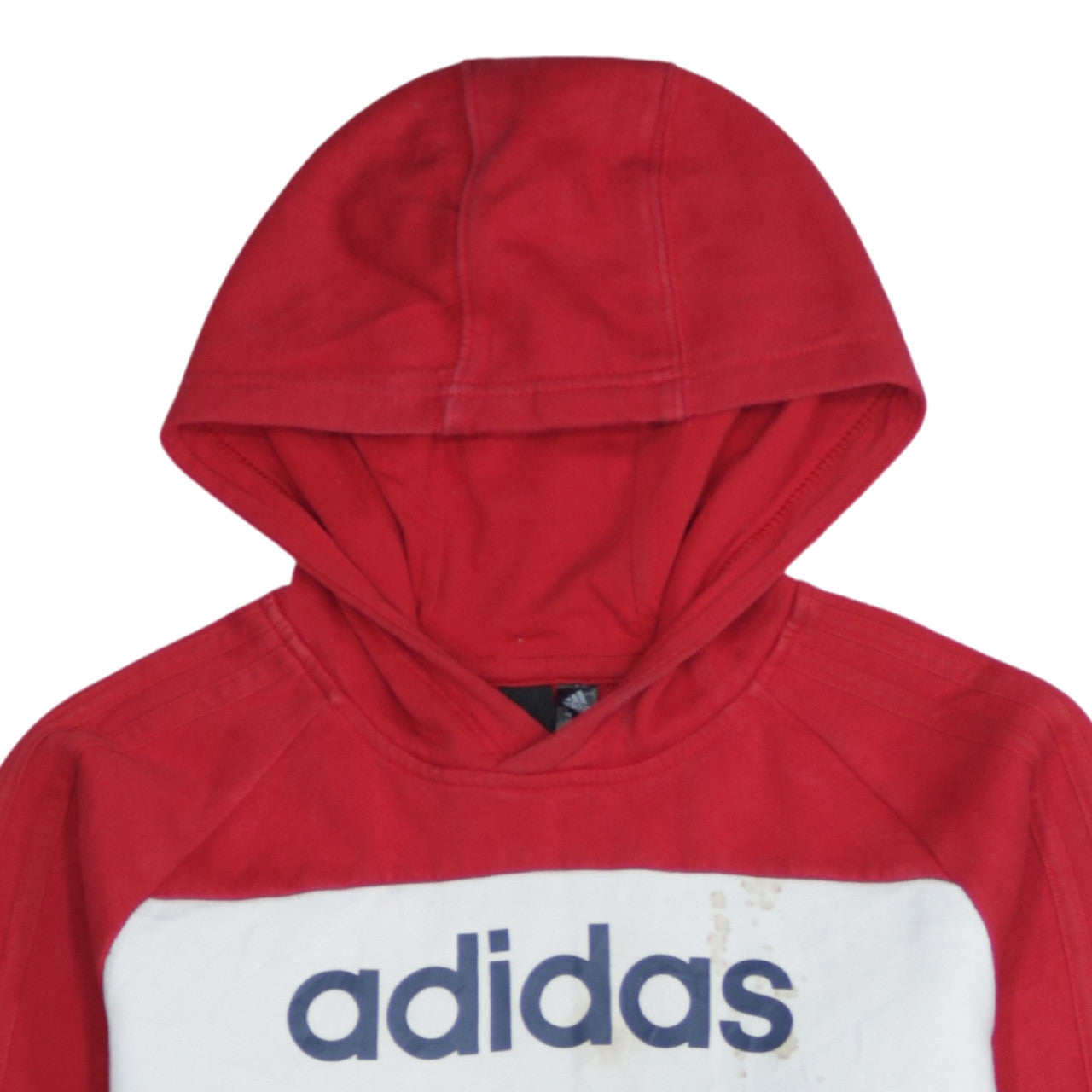 Adidas Boys Red Navy Colourblock Pullover Hoodie Size 14 Years