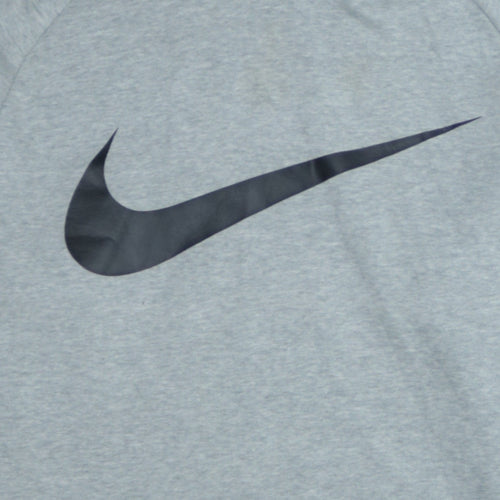 Nike Mens Grey Pullover Hoodie Small Dri-Fit Sports Logo Sweatshirt