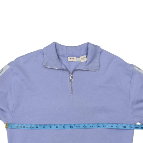 Levi's Women Lilac 1/4 Zip Logo Sweatshirt XXS Relaxed Cotton Blend