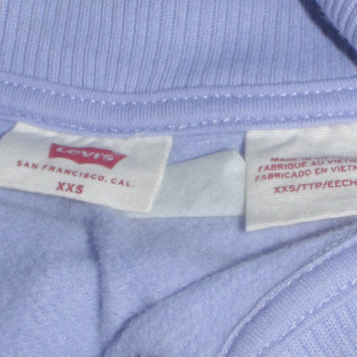 Levi's Women Lilac 1/4 Zip Logo Sweatshirt XXS Relaxed Cotton Blend