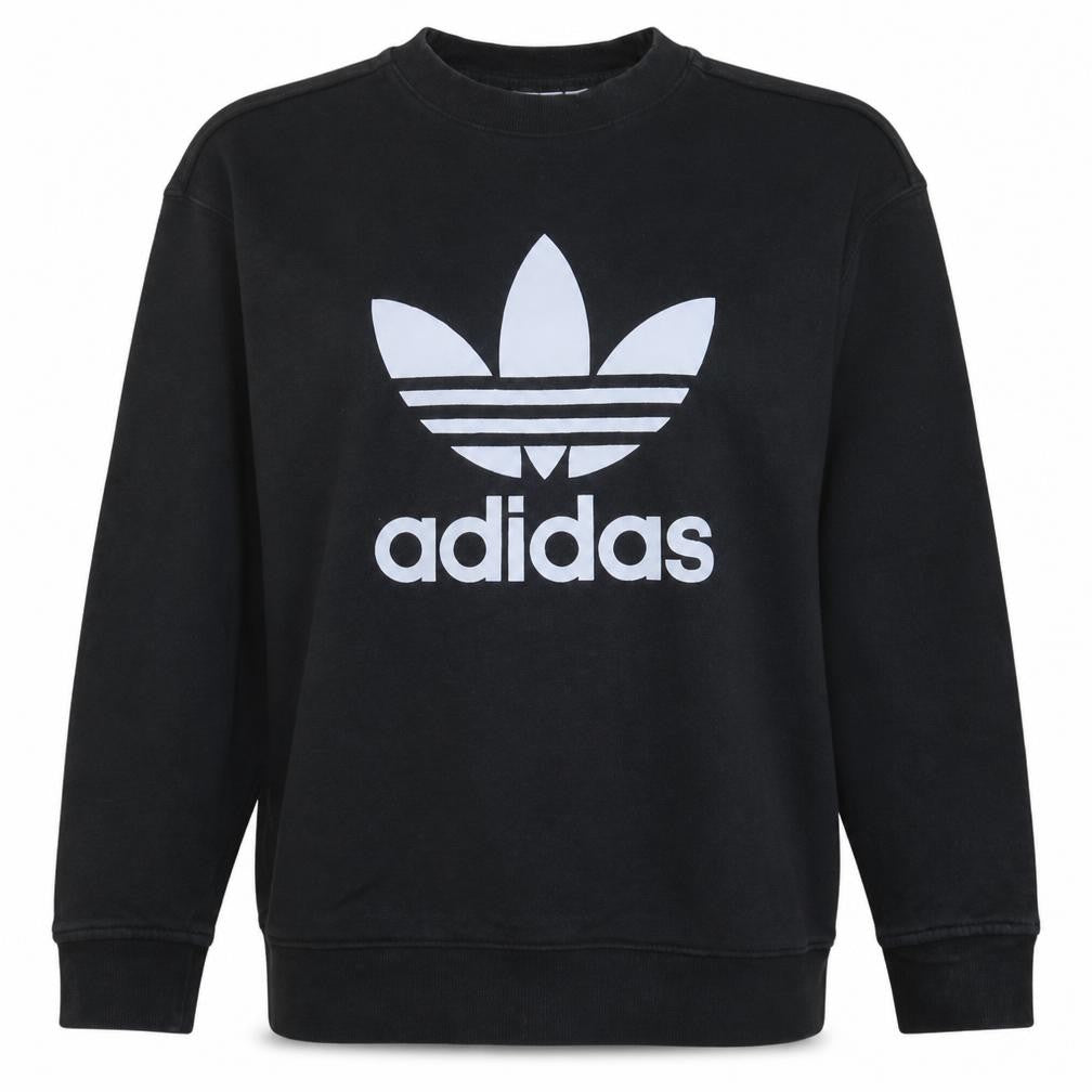 Front view of Adidas Women Black, size 12, Crew Neck Pullover Sweatshirt
