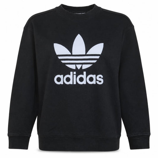 Front view of Adidas Women Black, size 12, Crew Neck Pullover Sweatshirt